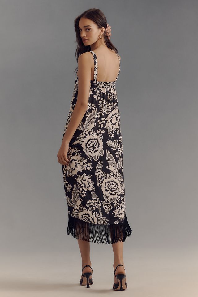 Farm Rio Sleeveless Square-Neckline Fringe Midi Dress #2