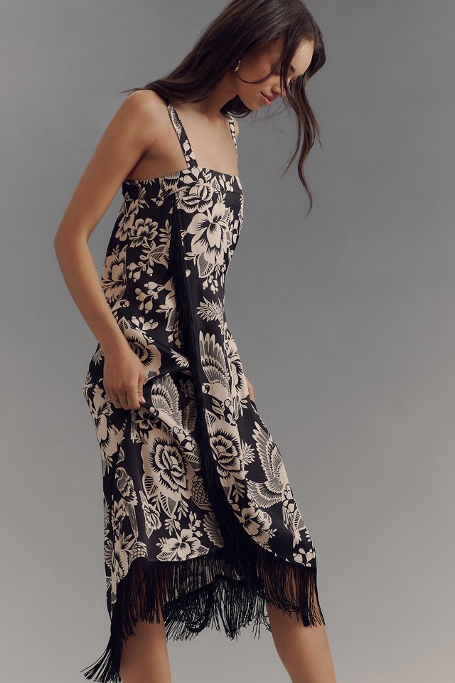Farm Rio Sleeveless Square-Neckline Fringe Midi Dress #3
