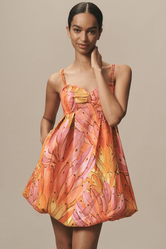 Farm Rio Sleeveless V-Neck Bubble-Hem Mini Dress #3