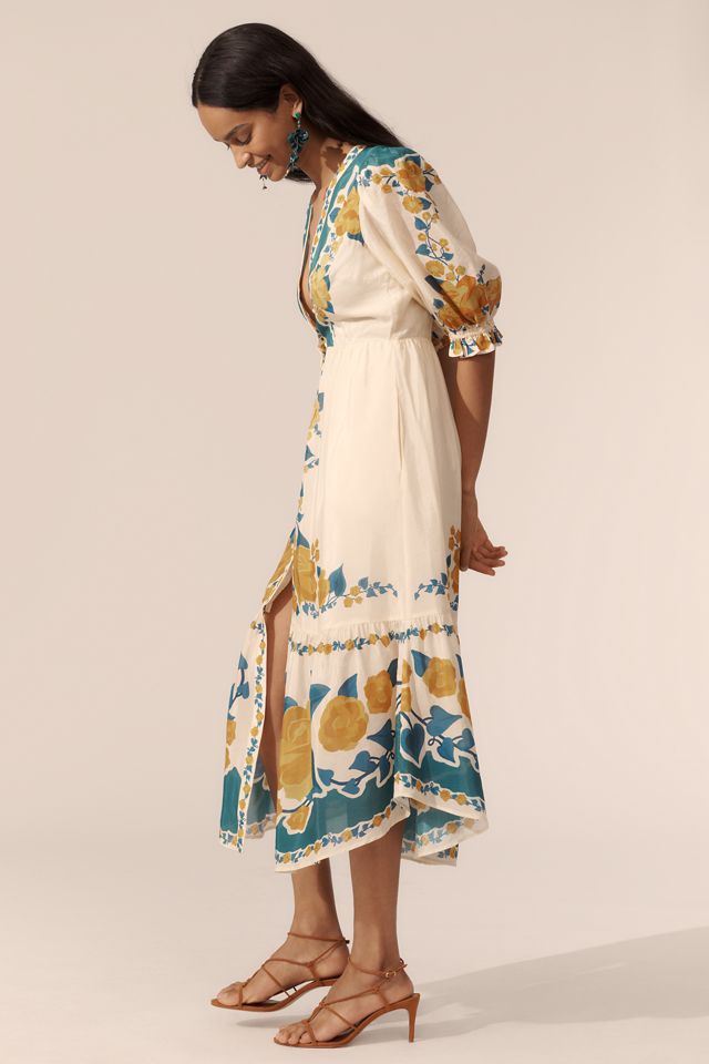 Farm Rio x Anthropologie Puff-Sleeve Printed Midi Dress #1
