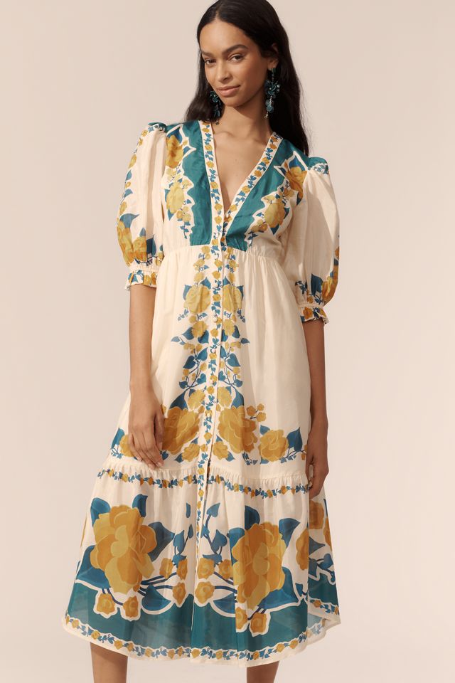 Farm Rio x Anthropologie Puff-Sleeve Printed Midi Dress #2