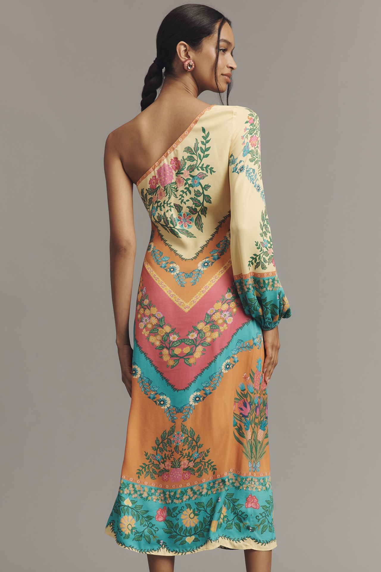 Farm Rio x Anthropologie One-Shoulder Printed Midi Dress