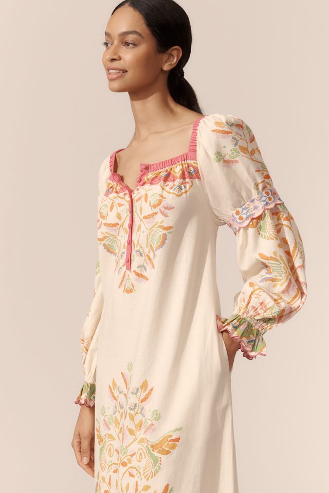 Farm Rio x Anthropologie Printed Linen Blend Dress #1