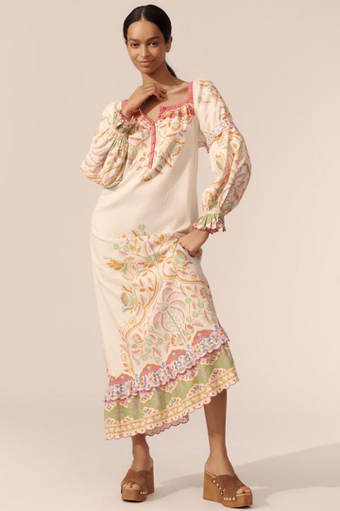 Farm Rio x Anthropologie Printed Linen Blend Dress