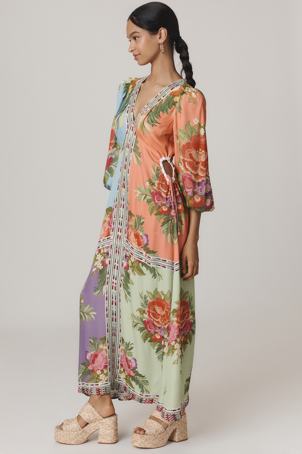 Farm Rio x Anthropologie Long-Sleeve V-Neck Maxi Dress
