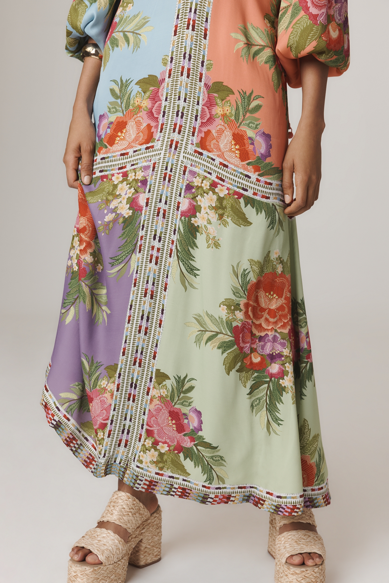 Farm Rio x Anthropologie Long-Sleeve V-Neck Maxi Dress