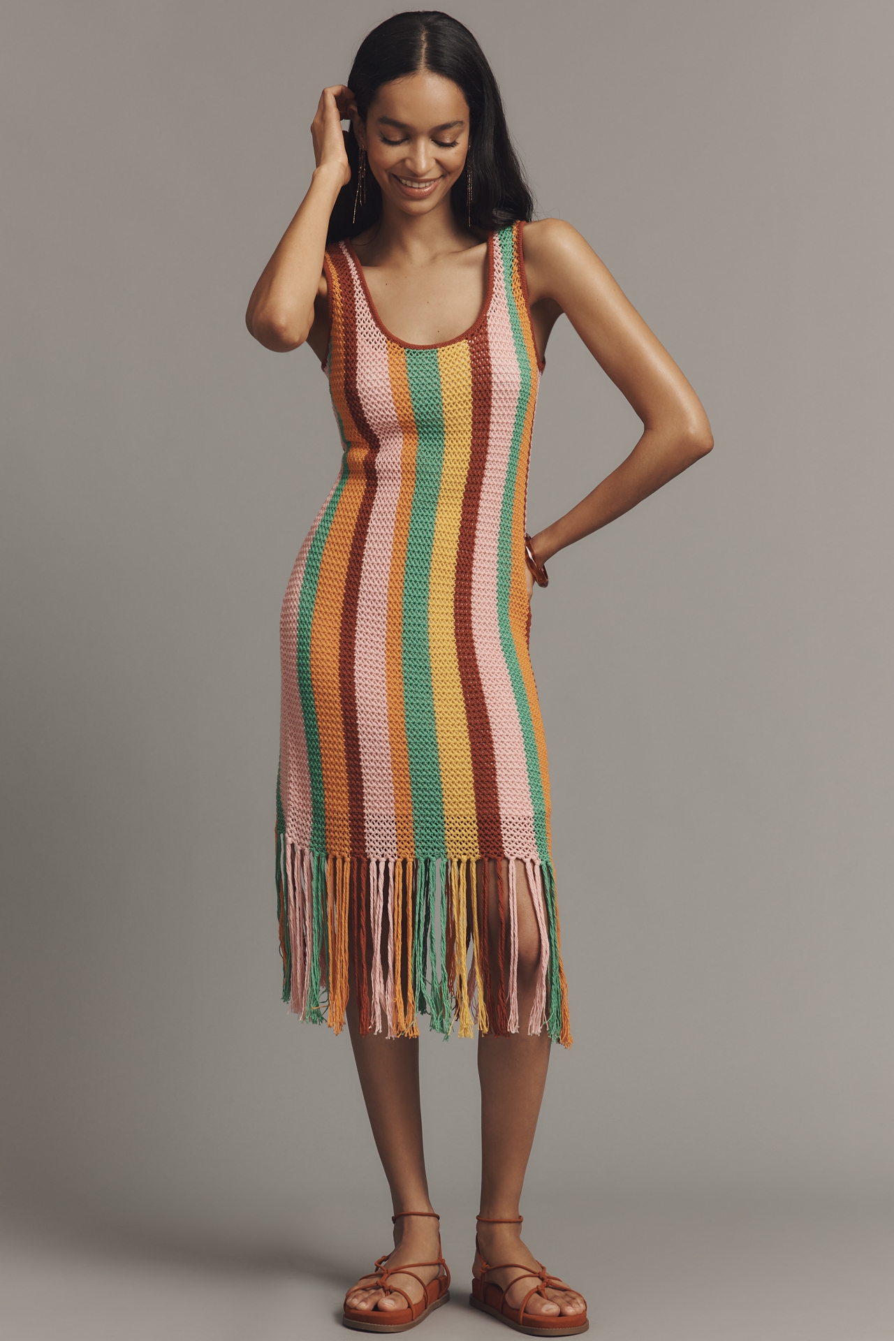 Farm Rio x Anthropologie Sleeveless Stripe Midi Dress