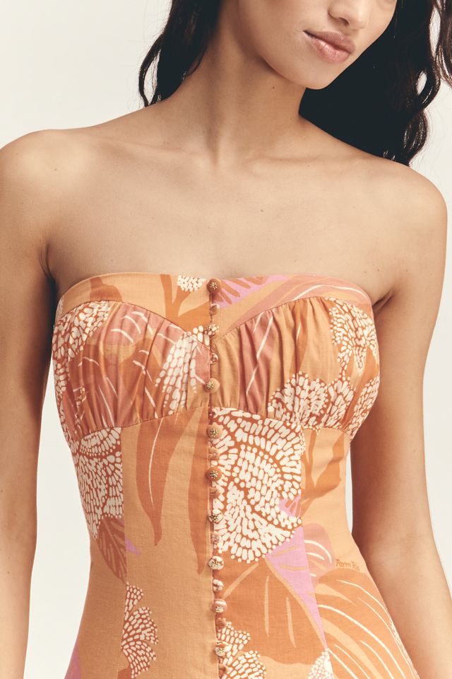 Farm Rio x Anthropologie Linen Blend Strapless Drop-Waist Maxi Dress #2