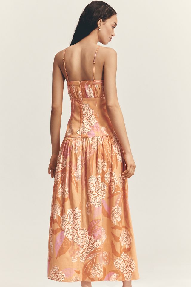 Farm Rio x Anthropologie Linen Blend Strapless Drop-Waist Maxi Dress #3