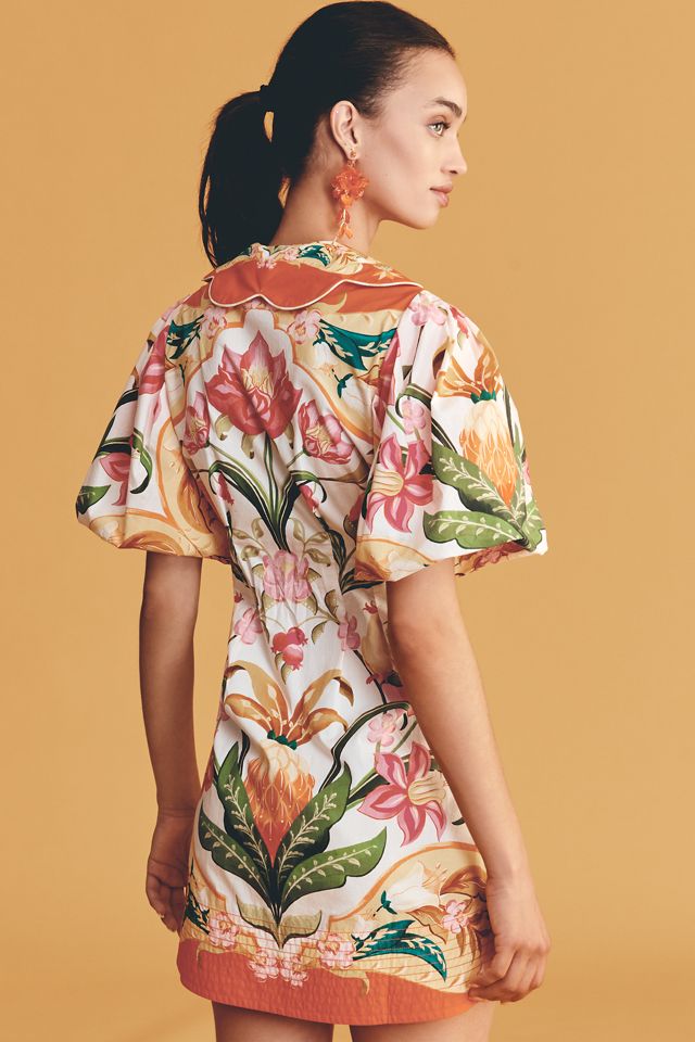 Farm Rio x Anthropologie Cotton Puff-Sleeve Button-Front Mini Dress #1
