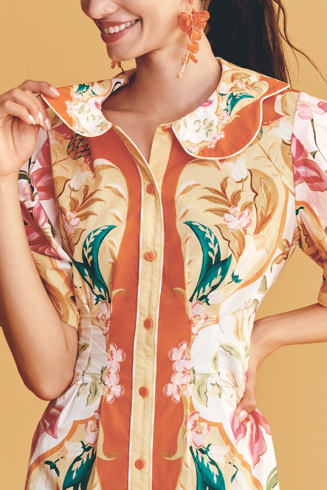 Farm Rio x Anthropologie Cotton Puff-Sleeve Button-Front Mini Dress #2