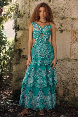 Farm Rio x Anthropologie 100% Linen Sculptural Midi Dress