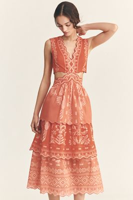 Farm Rio x Anthropologie V-Neck Tiered Maxi Dress
