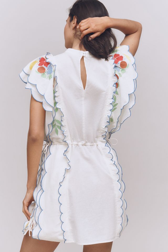 Farm Rio x Anthropologie Embroidered Ruffle mini Dress #1