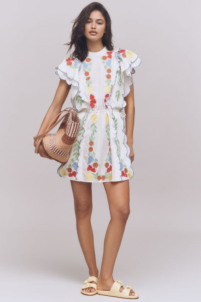 Farm Rio x Anthropologie Embroidered Ruffle mini Dress #2