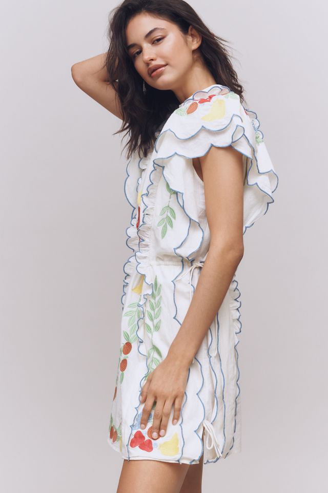 Farm Rio x Anthropologie Embroidered Ruffle mini Dress #3