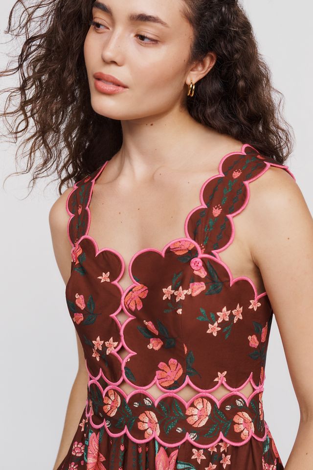 Farm Rio x Anthropologie Sleeveless Scallop-Trim Printed Midi Dress #2