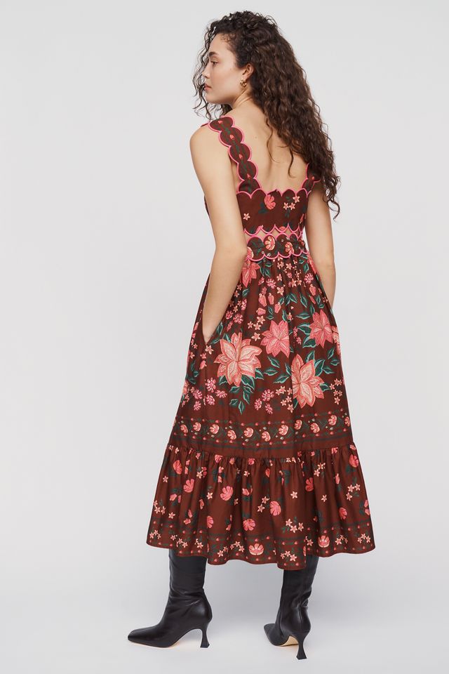 Farm Rio x Anthropologie Sleeveless Scallop-Trim Printed Midi Dress #3