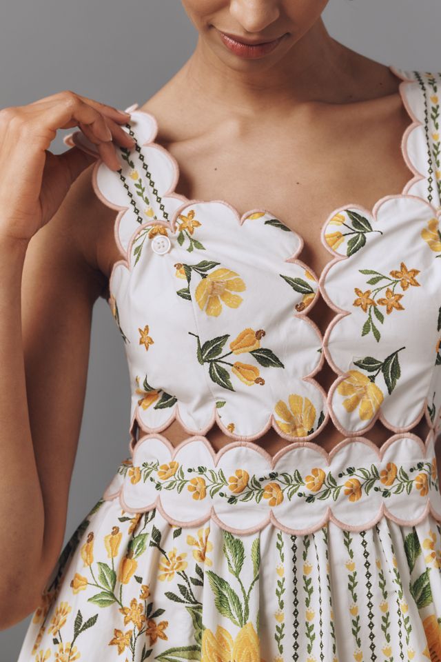 Farm Rio x Anthropologie Sleeveless Scallop-Trim Printed Midi Dress #3