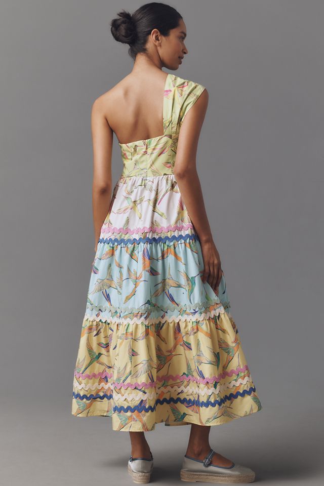 Farm Rio x Anthropologie One-Shoulder Tiered Midi Dress #1