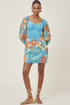 Farm Rio X Anthropologie Linen Blend Printed Mini Dress