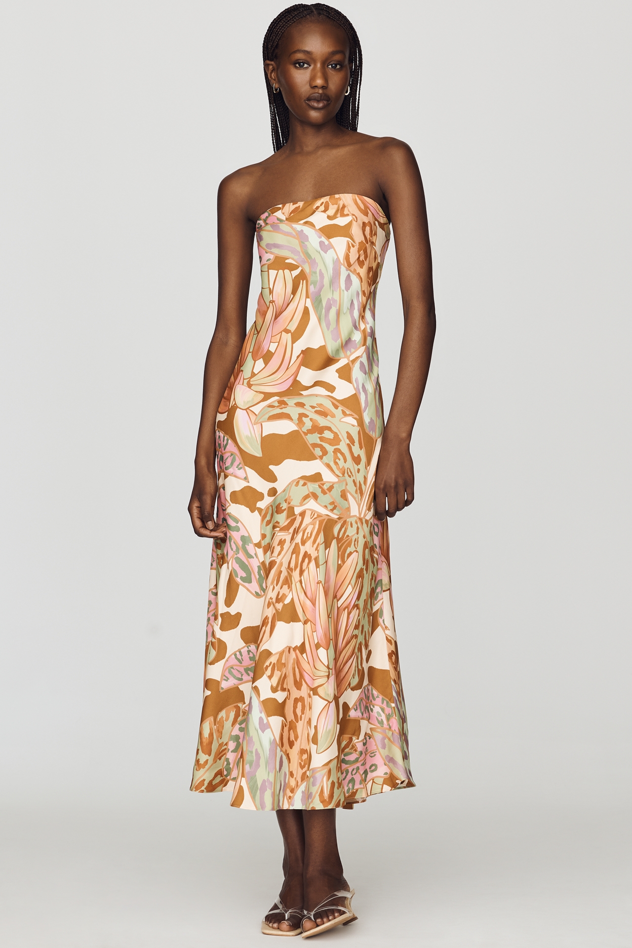 Farm Rio x Anthropologie Strapless Printed Midi Slip Dress