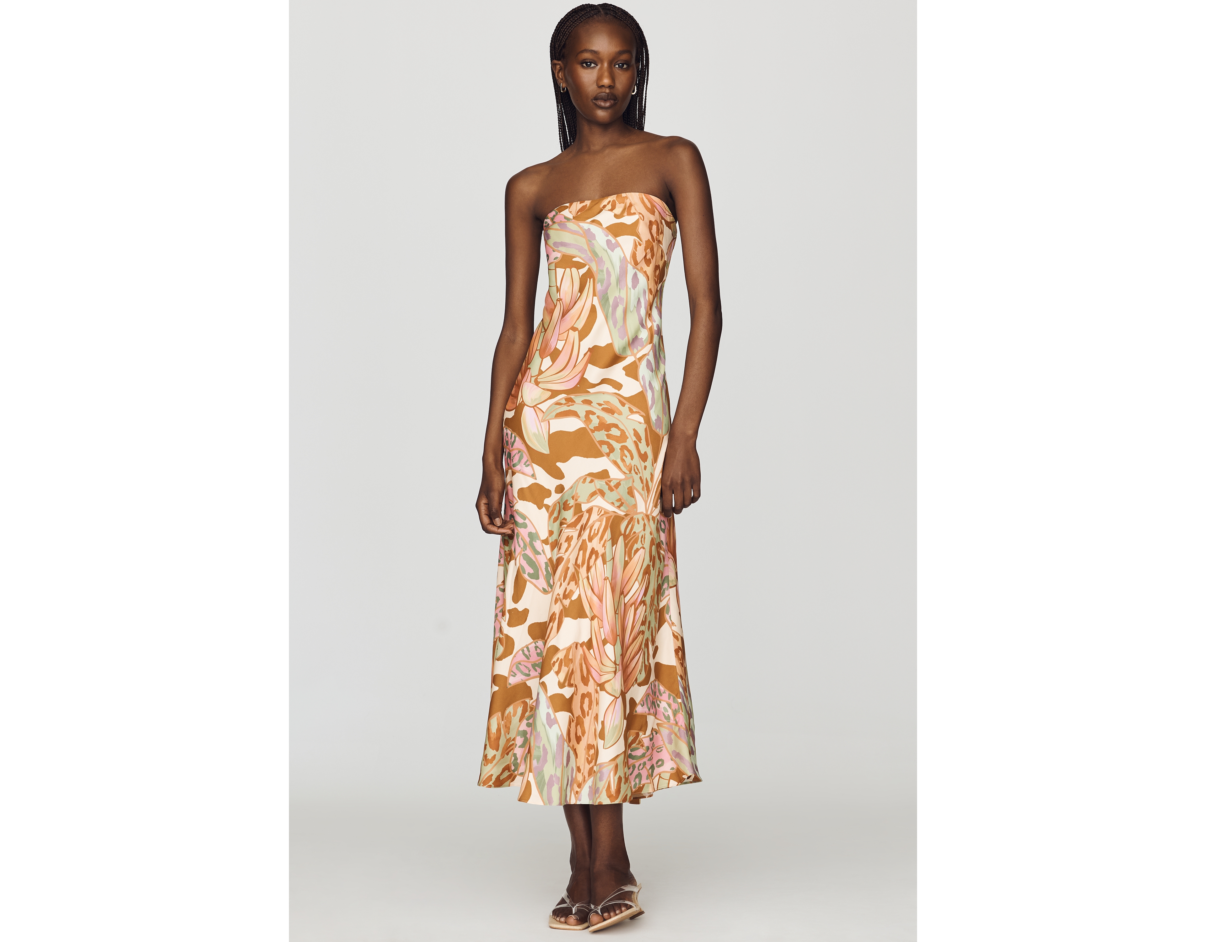 Farm Rio x Anthropologie Strapless Printed Midi Slip Dress