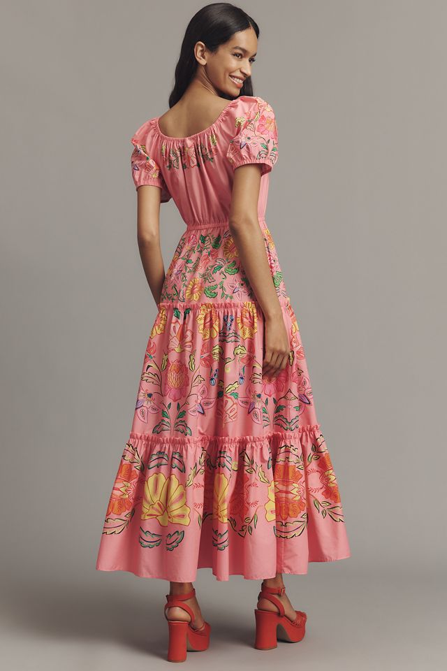Farm Rio x Anthropologie Tiered Puff-Sleeve Midi Dress #1