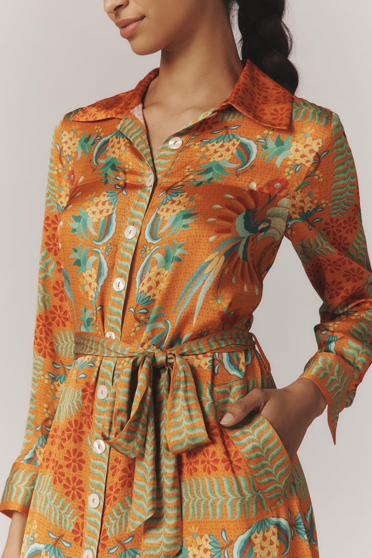 Anthropologie x Farm Rio Belted Shirt Dress