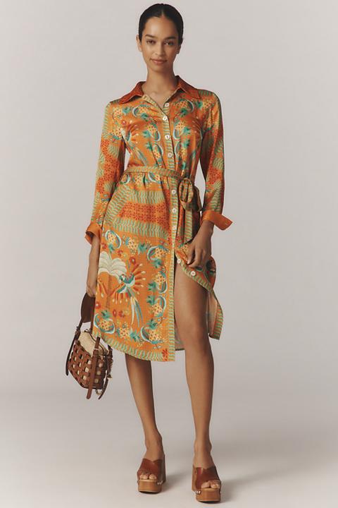 Anthropologie x Farm Rio Belted Shirt Dress