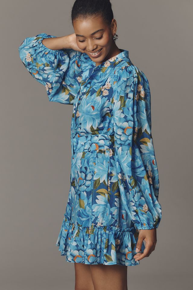 Farm Rio x Anthropologie Long-Sleeve Mini Swing Dress | Anthropologie