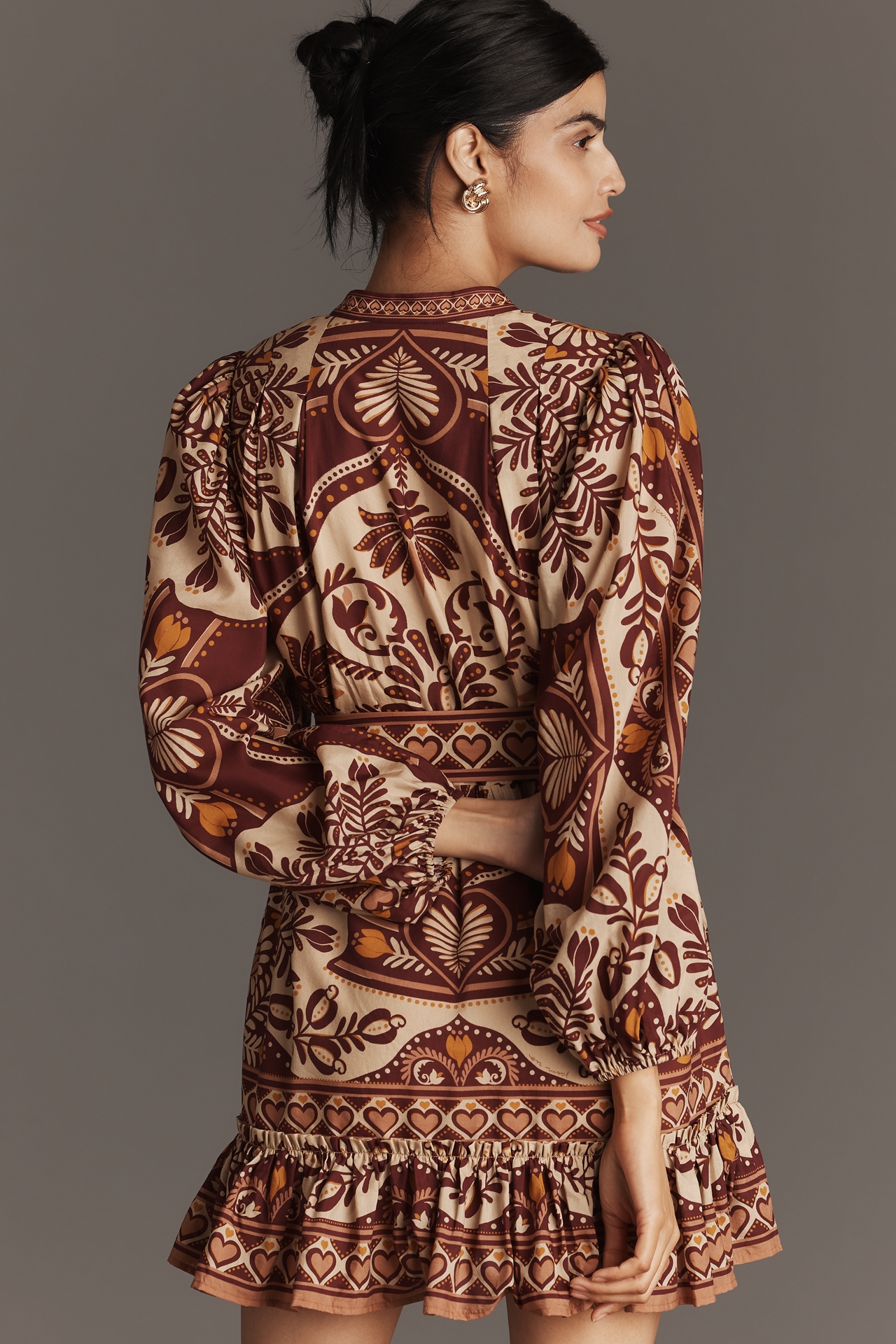 Farm Rio x Anthropologie Long-Sleeve Mini Swing Dress