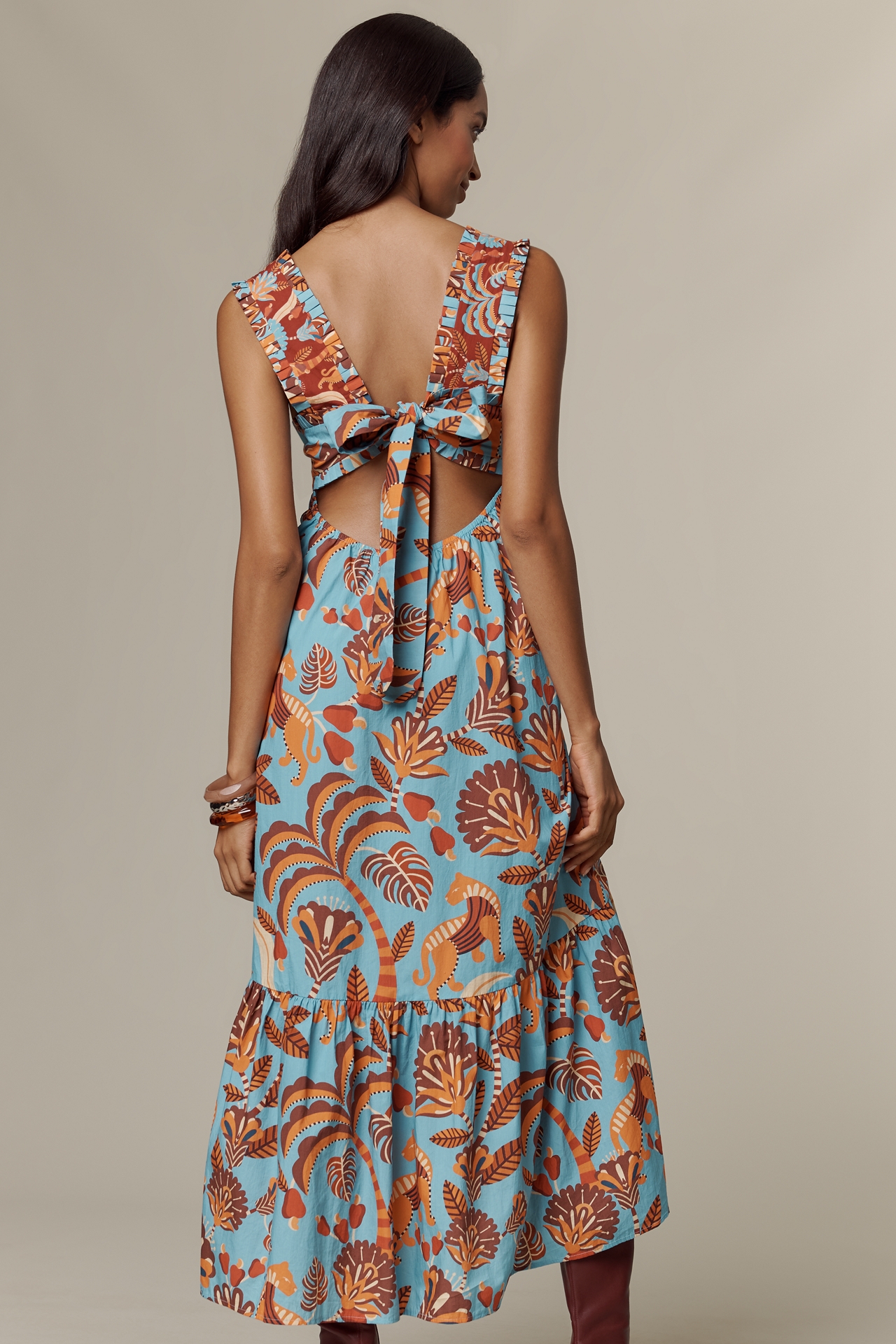 Farm Rio x Anthropologie Square-Neck Midi Dress