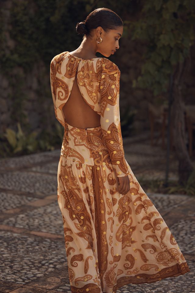 Farm Rio x Anthropologie Long-Sleeve Jacquard Maxi Dress #1