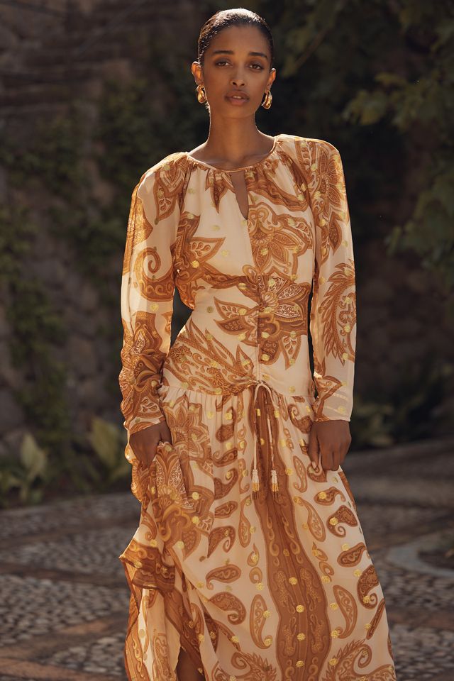 Farm Rio x Anthropologie Long-Sleeve Jacquard Maxi Dress #2