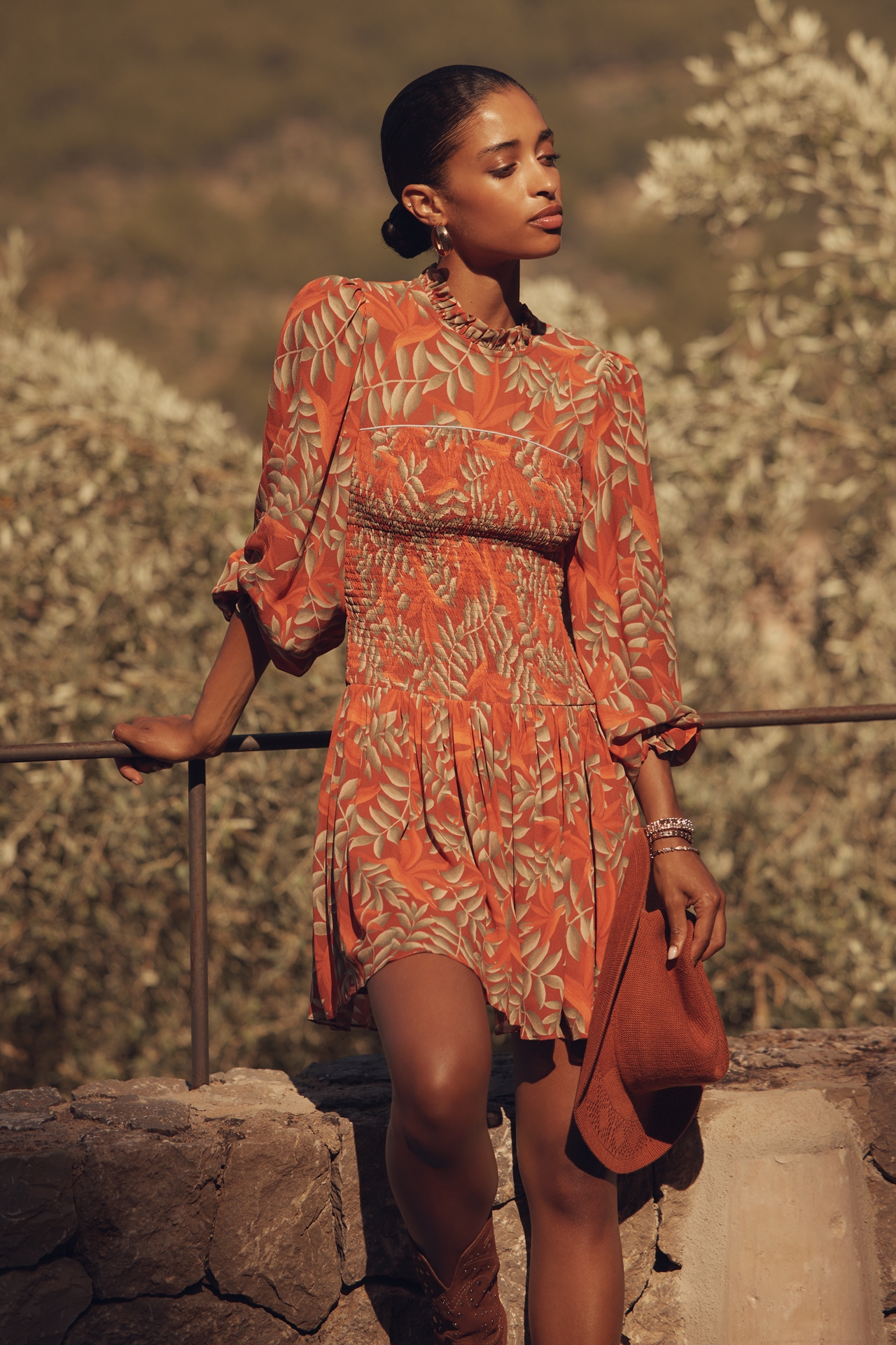 Farm Rio x Anthropologie Long-Sleeve Printed Mini Dress