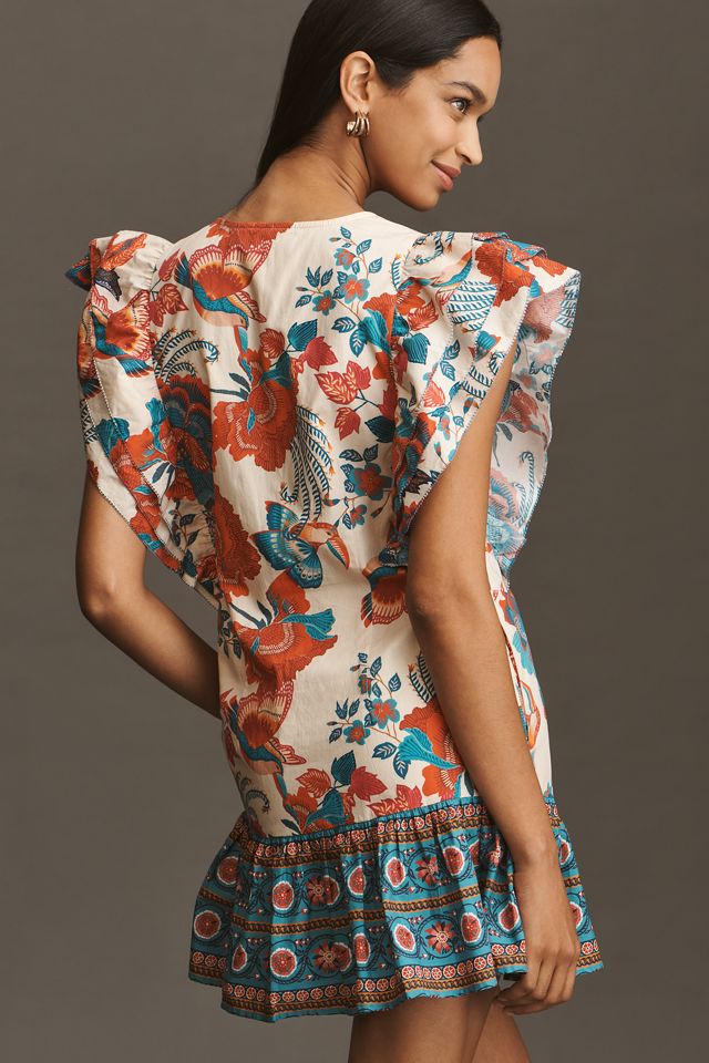 Farm Rio x Anthropologie Ruffle-Sleeve Mini Dress #1