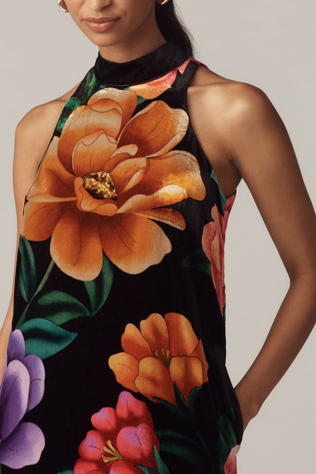 Farm Rio x Anthropologie Mock-Neck Printed Velvet Midi Dress #1
