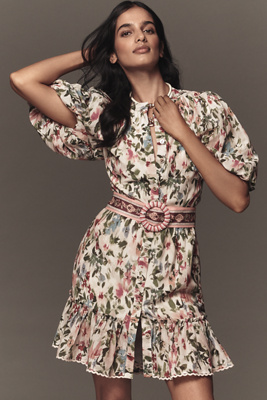 Farm Rio @loverlygrey X  Short-sleeve Mini Dress In Pink