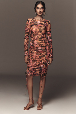 Farm Rio X Anthropologie Ruched Midi Dress In Multi