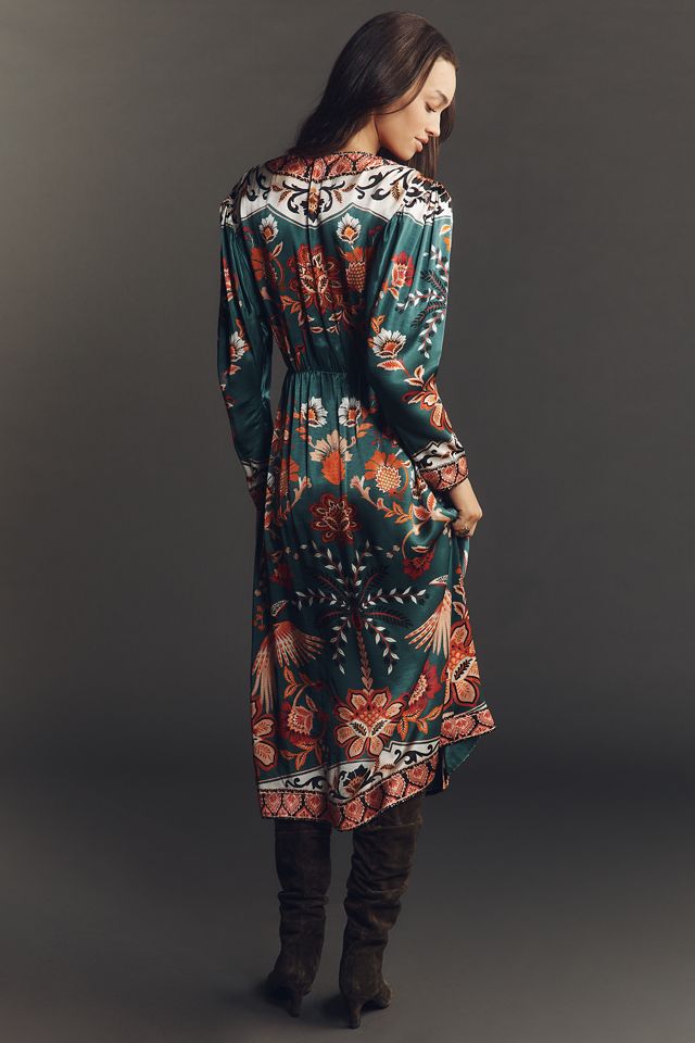 Farm Rio x Anthropologie Long-Sleeve Printed Wrap Midi Dress #3