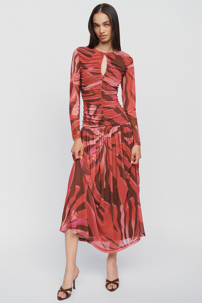 Farm Rio x Anthropologie Long-Sleeve Keyhole Maxi Dress