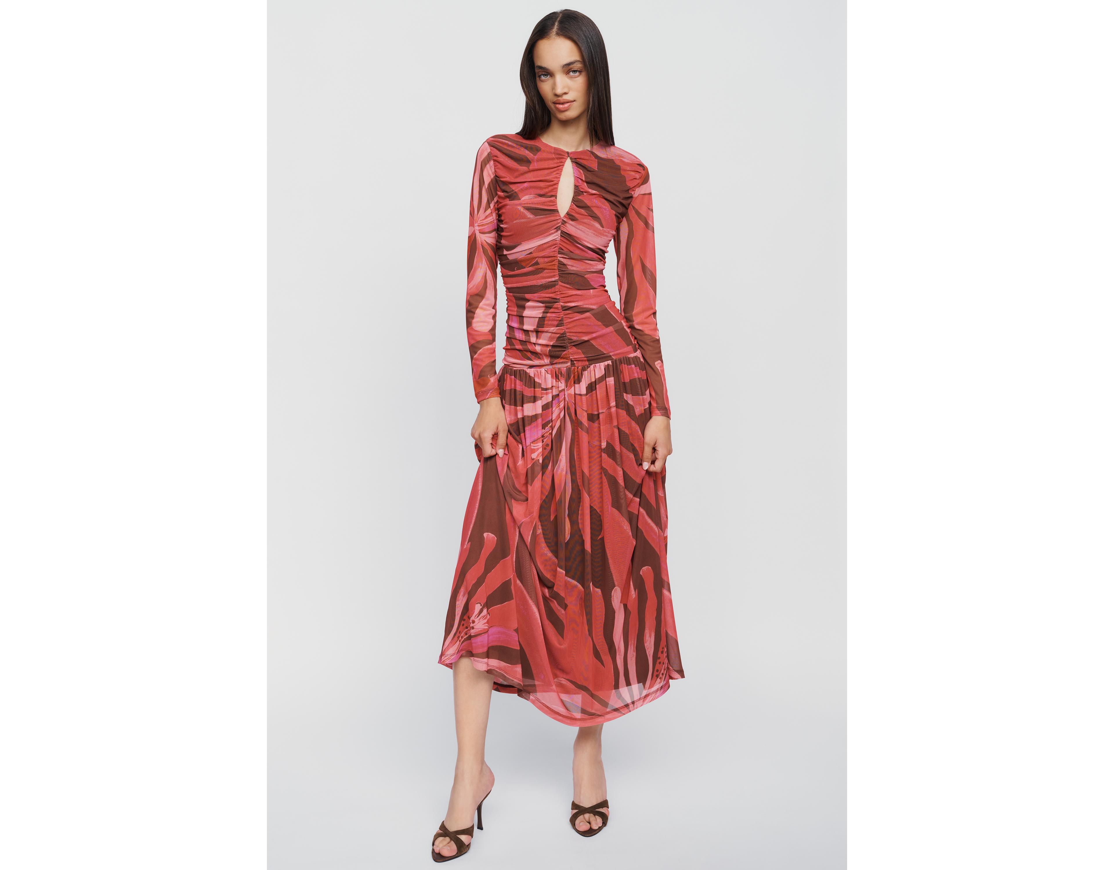 Farm Rio x Anthropologie Long-Sleeve Keyhole Maxi Dress