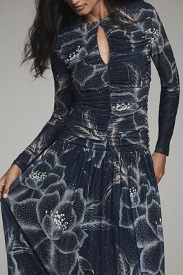 Farm Rio x Anthropologie Long-Sleeve Keyhole Maxi Dress
