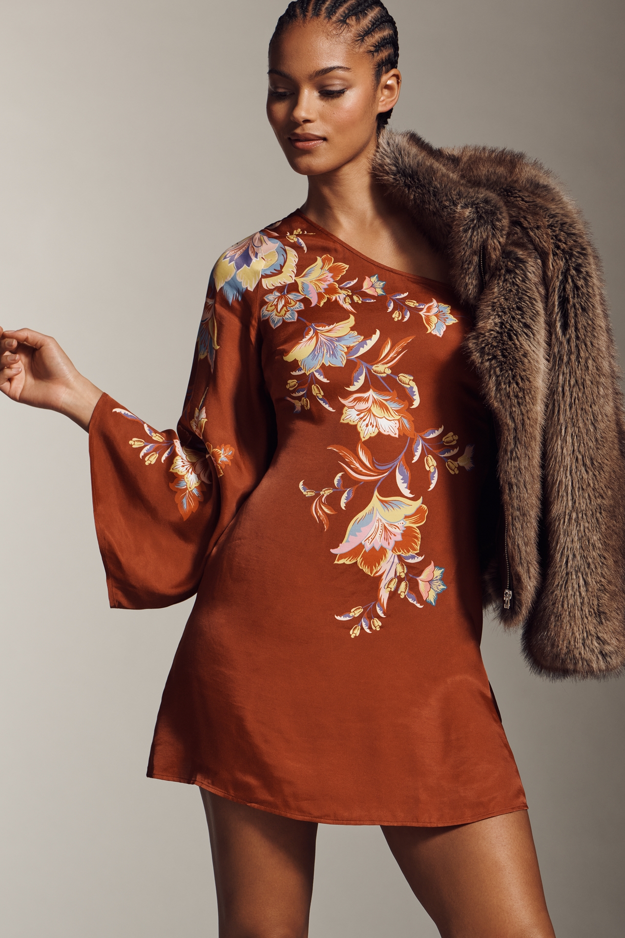 Farm Rio x Anthropologie One-Shoulder Mini Dress