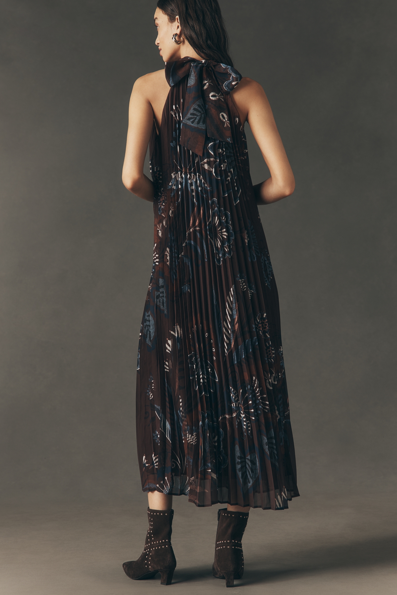 Anthropologie x Farm Rio Pleated Halter Dress