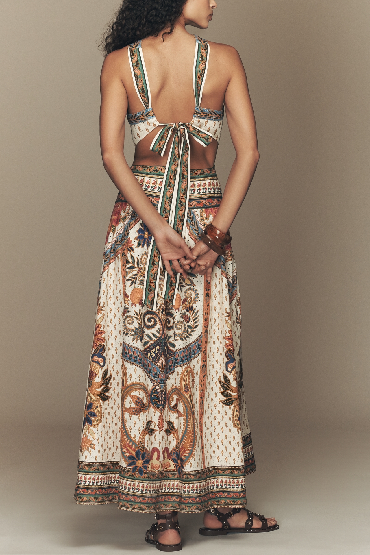 Farm Rio x Anthropologie Linen Blend Halter Dress