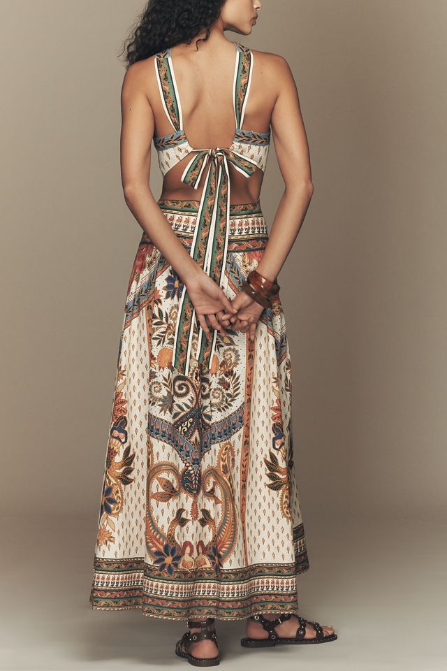 Farm Rio x Anthropologie Linen Blend Halter Dress | Anthropologie