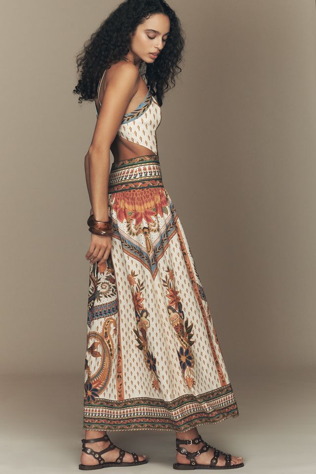 Farm Rio x Anthropologie Linen Blend Halter Dress