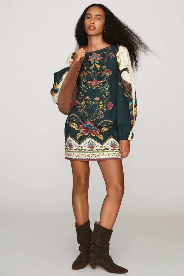 Farm Rio x Anthropologie Linen Blend Long-Sleeve Mini Dress #1